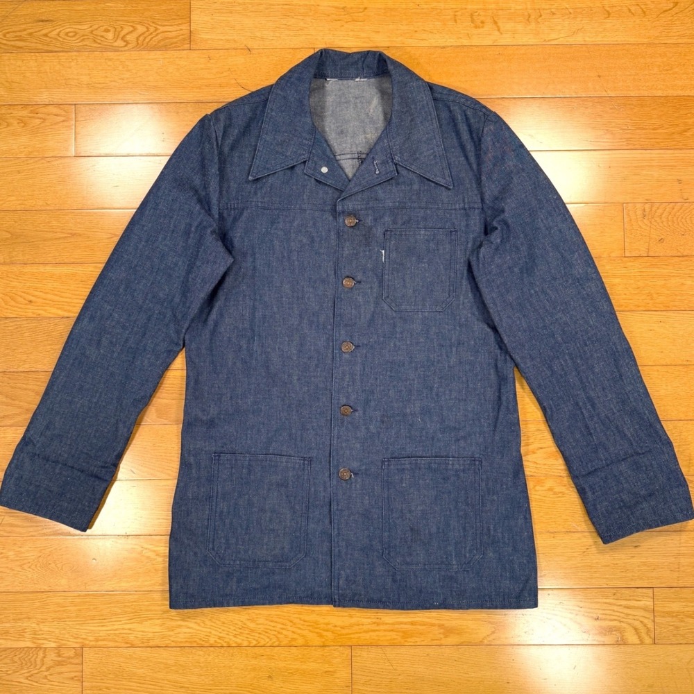 Vintage 70s Levis Denim Chore Coat Mens Indigo Cotton Workwear Jacket F03 30121